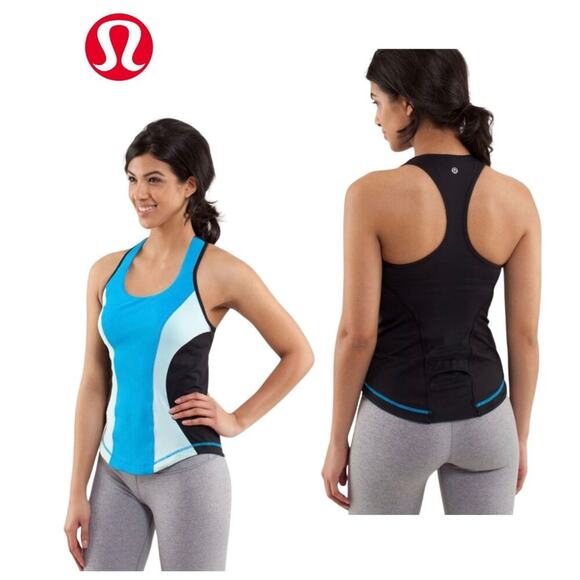 Lululemon Cardio Kick Tank | Beach Blanket Blue / Aquamarine / Black | Size: 2 - Picture 1 of 14